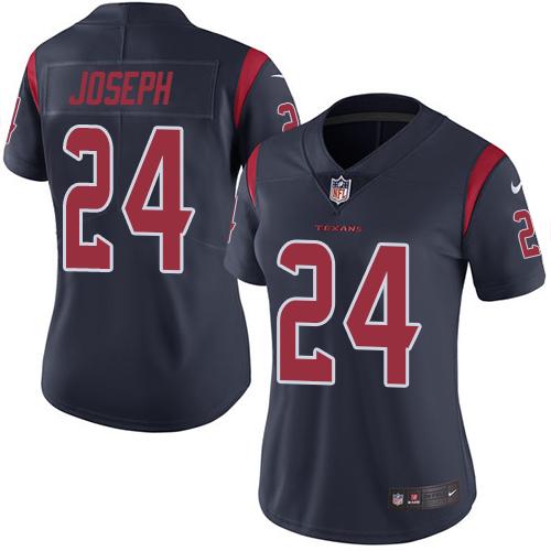 Nike Texans #24 Johnathan Joseph Navy Blue Women's Stitched NFL Limited Rush Jersey - Click Image to Close
